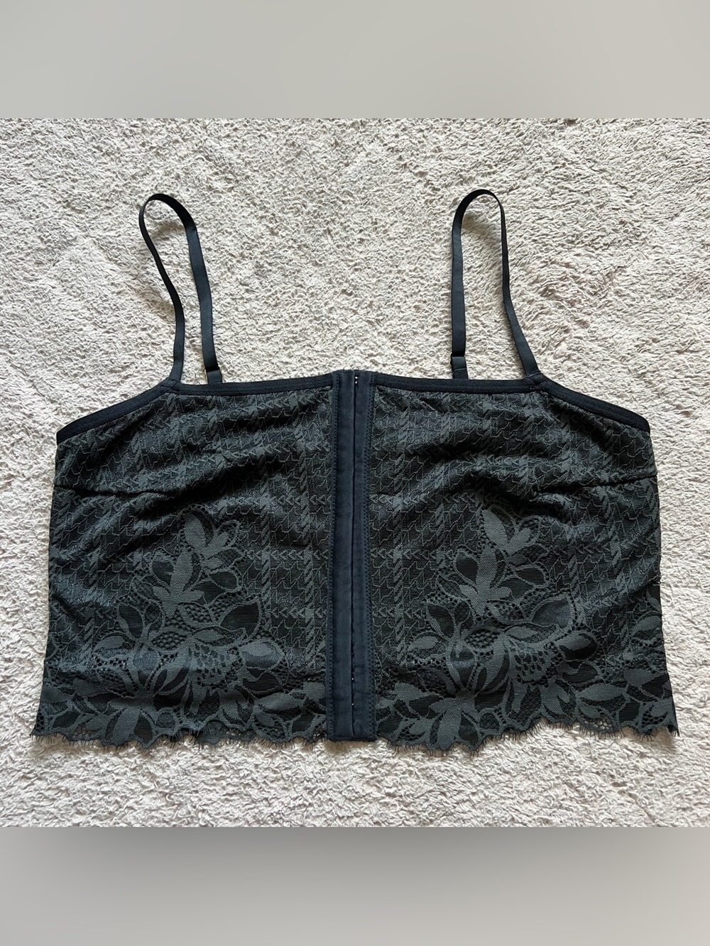 Aerie‎ Corset Top Cropped Front Hook Closure Lace Floral Goth Whimsical Sz L
